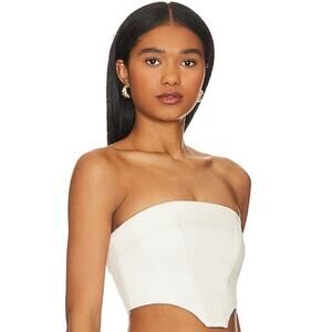 h:ours Sedona Corset Crop Top in Cream Small